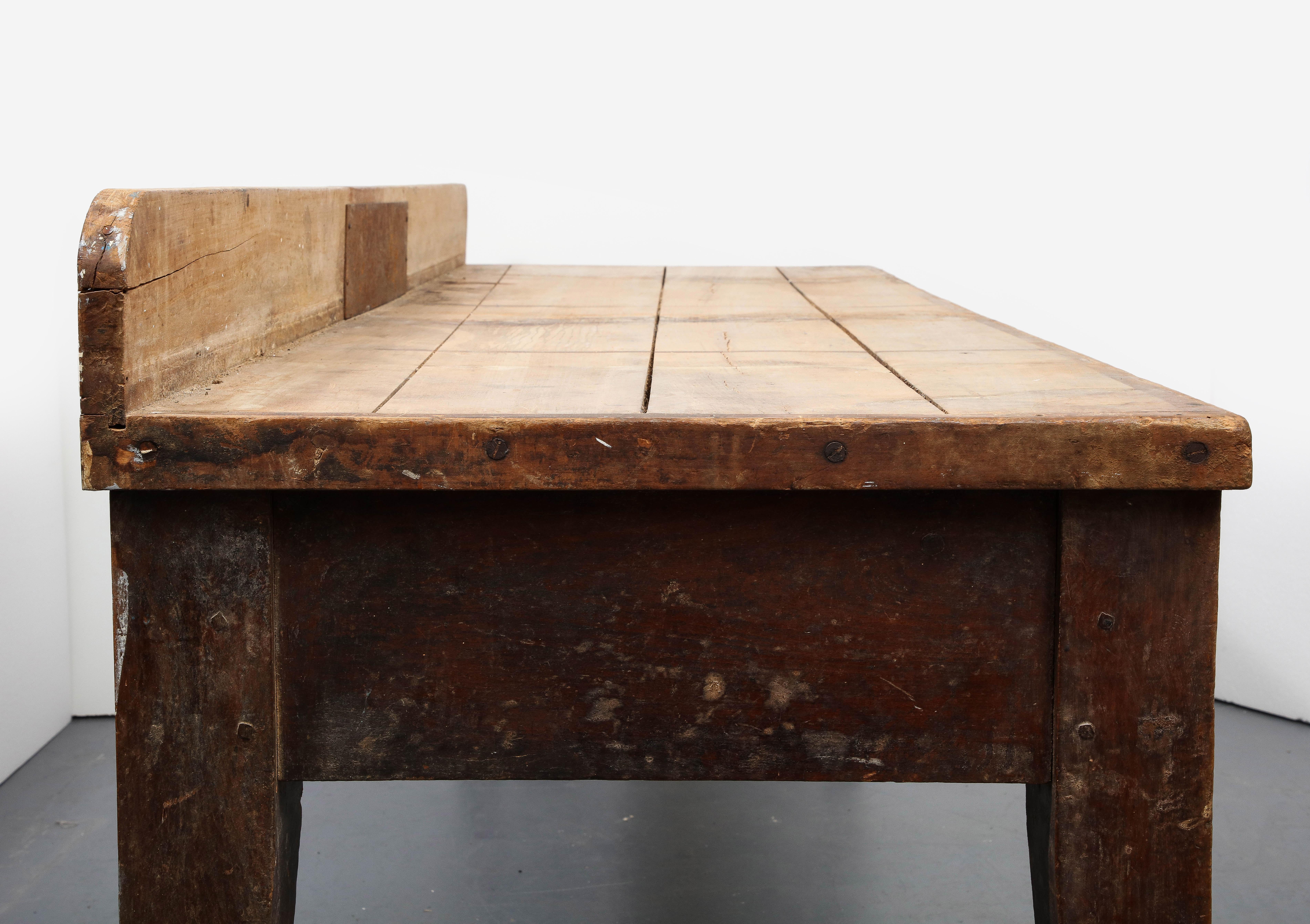 Large Rustic Oak Work Table, France, 19th Century For Sale 2