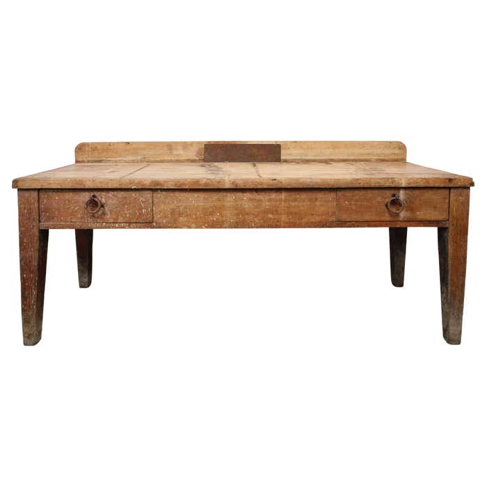 Large Rustic Oak Work Table, France, 19th Century For Sale at 1stDibs