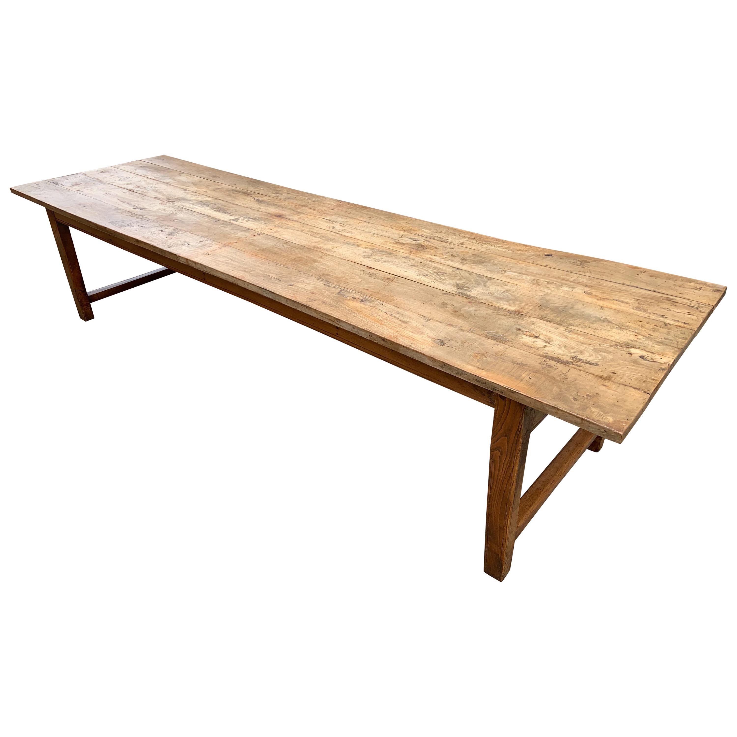 Large Rustic Pale Beech Farmhouse Table