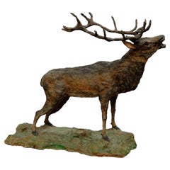 Large Rustic Papier Maché Stag Sculpture