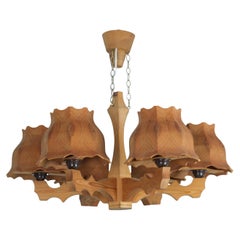 Large Rustic Sculptural Pendant in Pine possibly by Eino Lundholm, Sweden 1970s