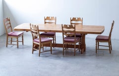 Large rustic pine dining table by Alf Sture for Hiort & Østlyngen, Norway