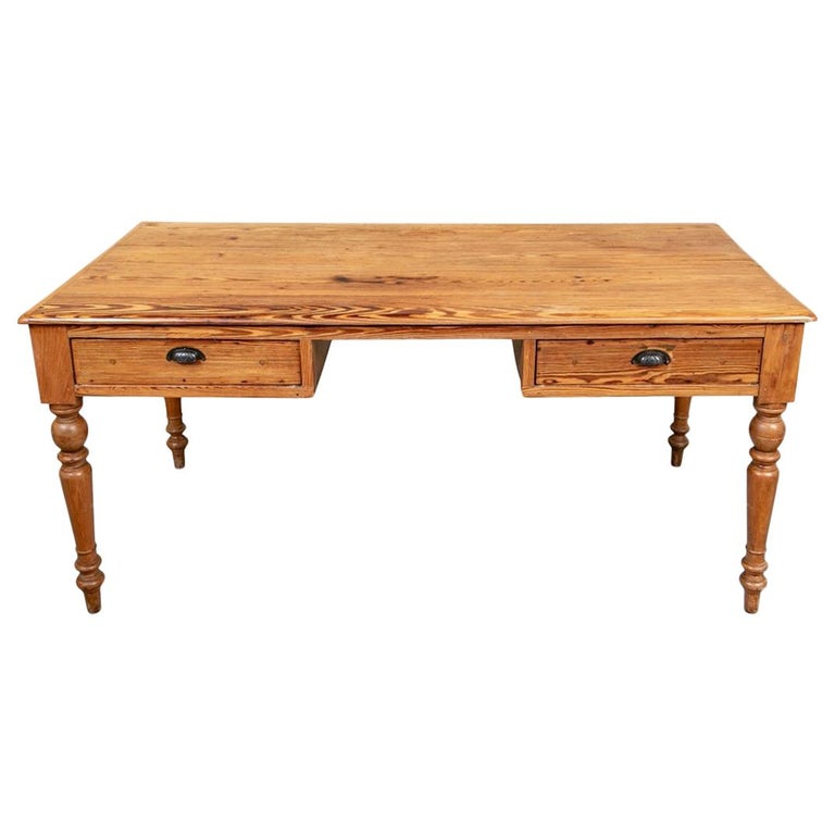 Large Rustic Pine Farm Table Desk At, Farm Table Desk