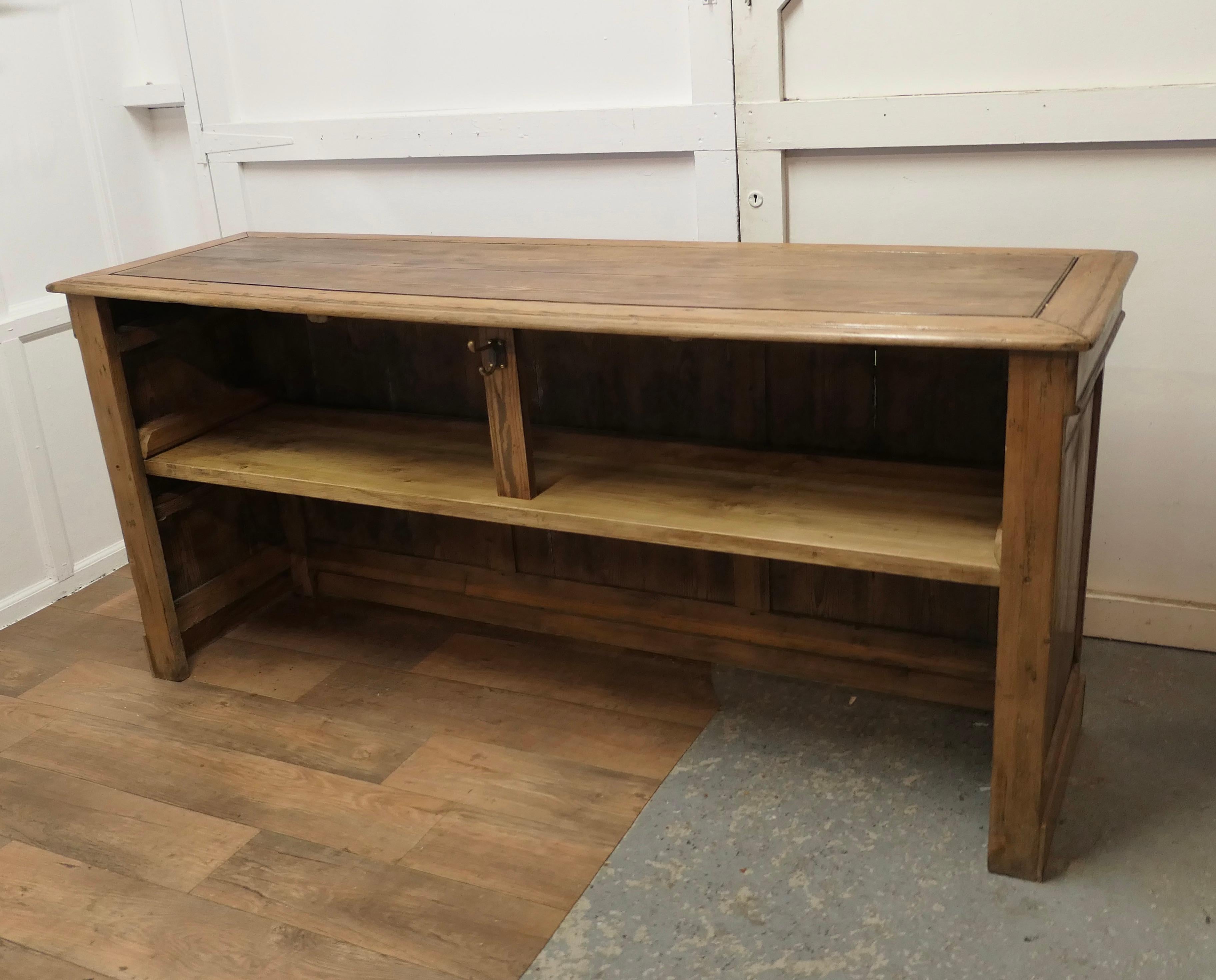 Large Rustic Pitch Pine Kitchen Island Counter, Dry Bar    For Sale 5