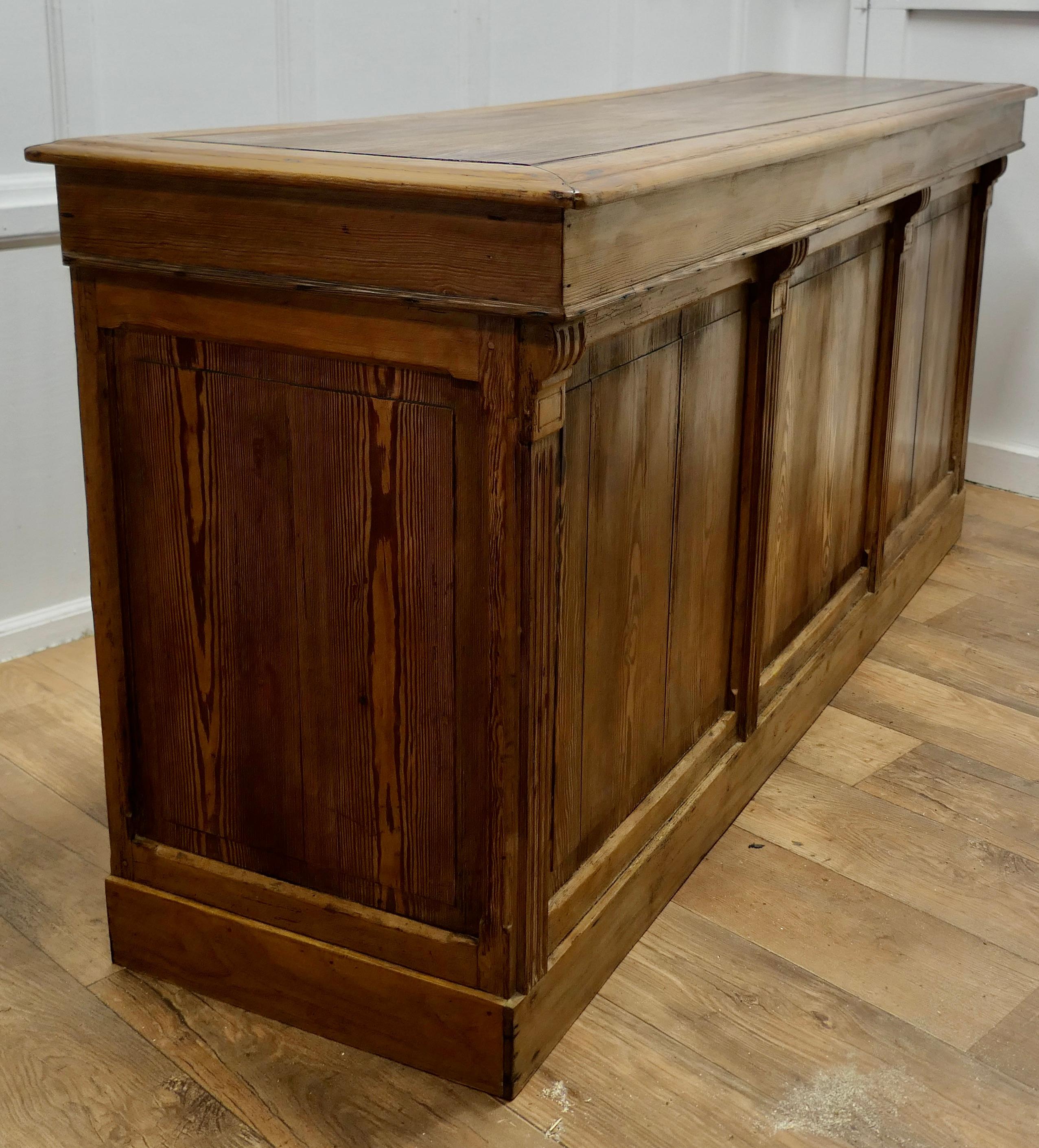 Large Rustic Pitch Pine Kitchen Island Counter, Dry Bar    For Sale 1