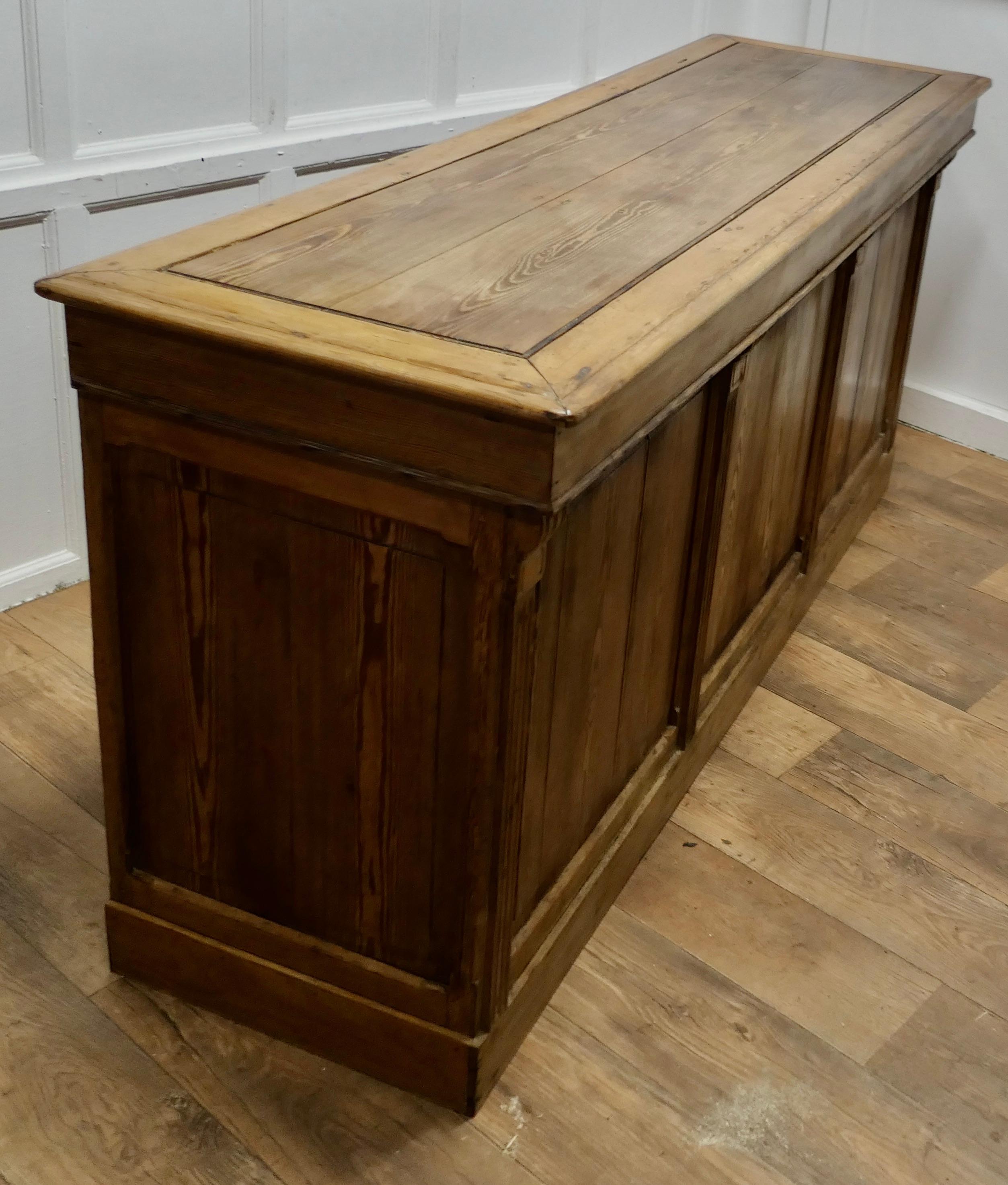 Large Rustic Pitch Pine Kitchen Island Counter, Dry Bar    For Sale 2