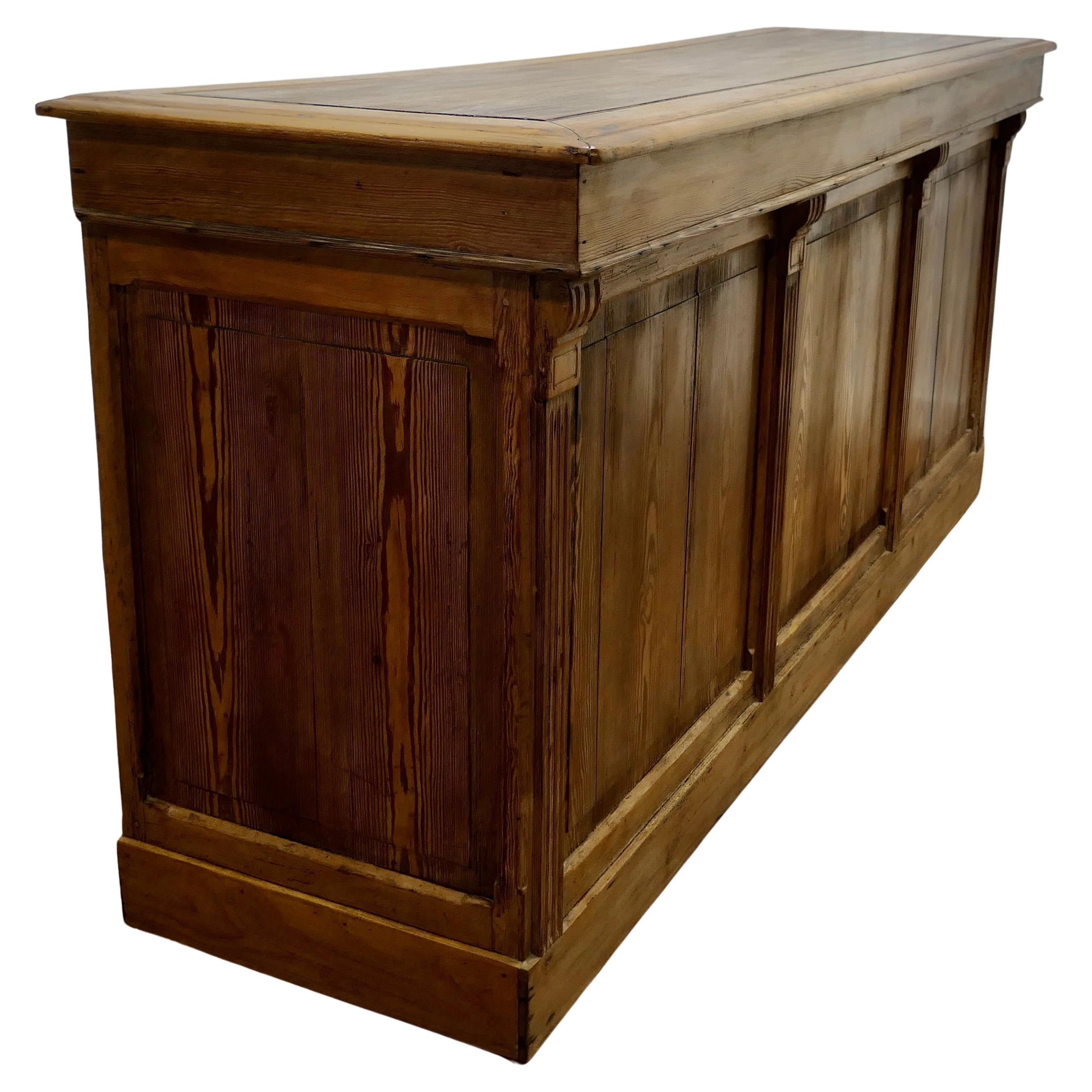 Large Rustic Pitch Pine Kitchen Island Counter, Dry Bar    For Sale