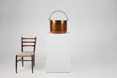 Large rustic red copper kettle with handle, France ca. 1850