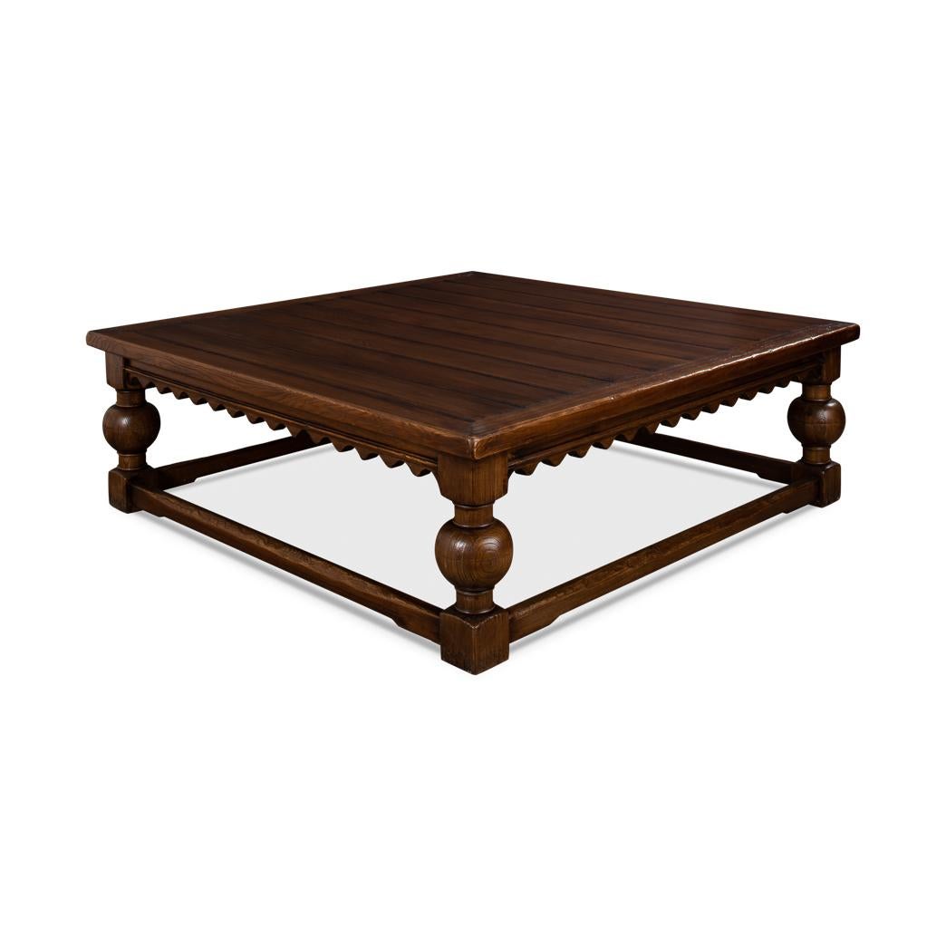 Rustique Grande table basse carrée rustique en vente