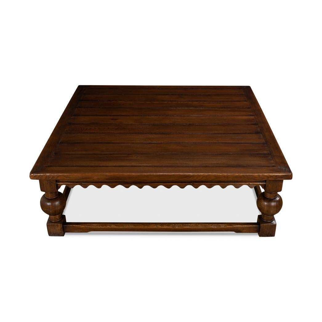 Asiatique Grande table basse carrée rustique en vente