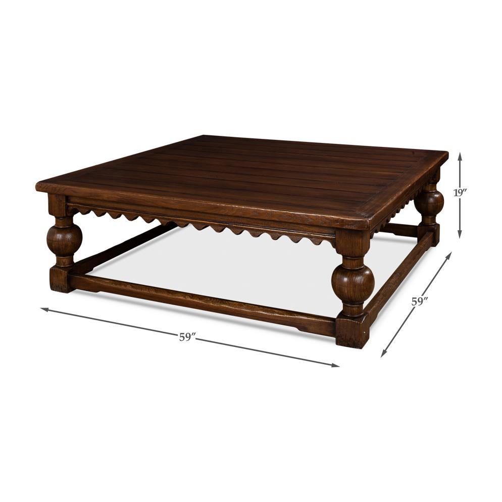 Grande table basse carrée rustique en vente 2