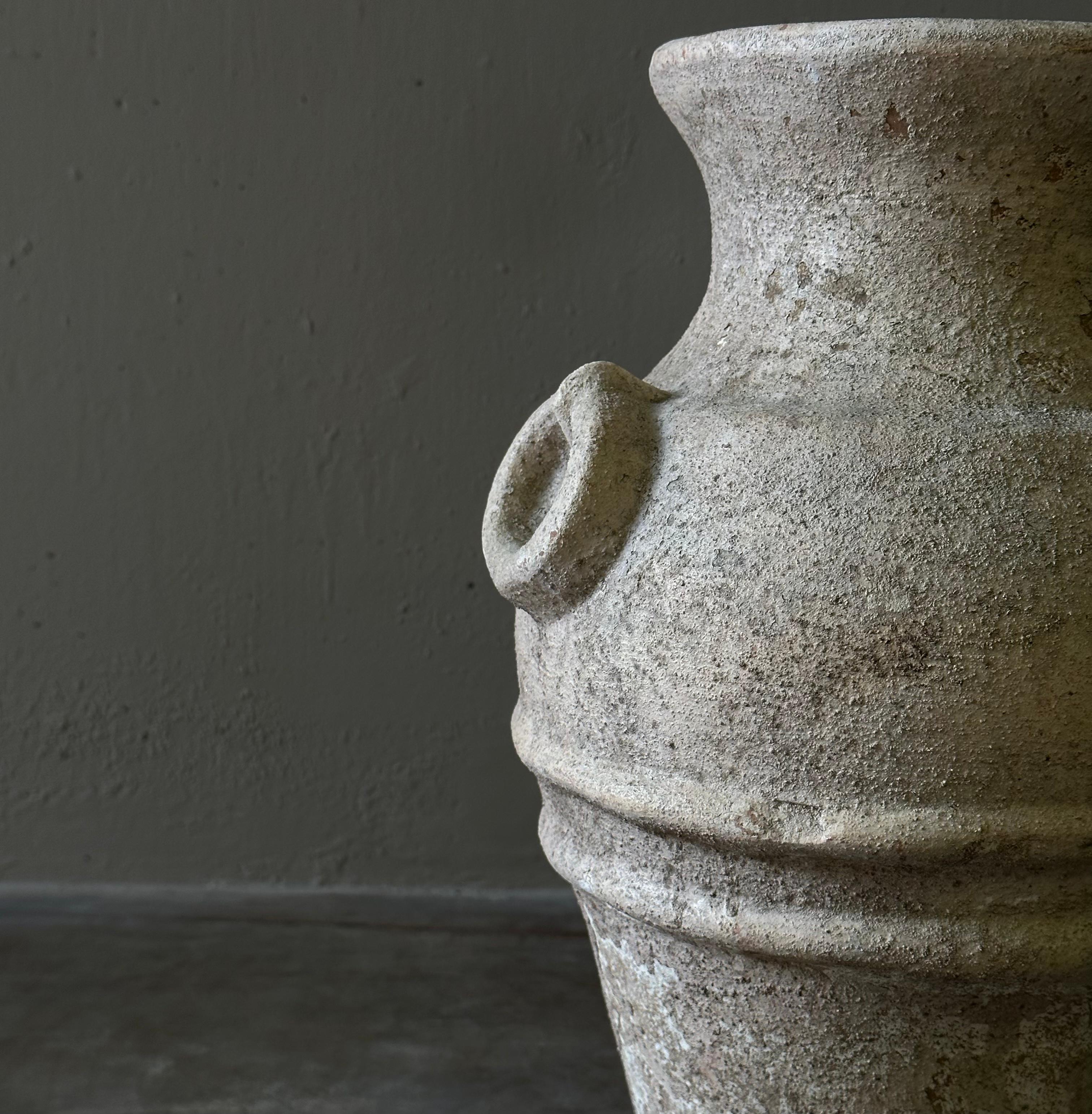 Large Rustic Stoneware Vase In Good Condition In Los Angeles, CA