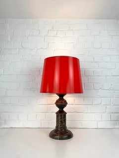 Large Rustic Table Lamp, Stained solid wood, Uno Kristiansson, Luxus, Sweden