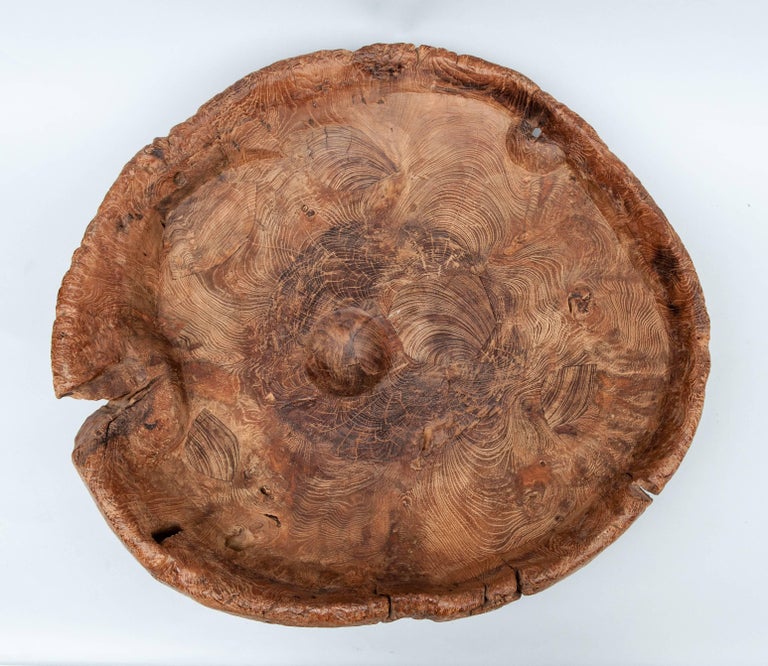 Large Rustic Teak Bowl Fashioned from an Old Mortar, Java, Late 20th ...