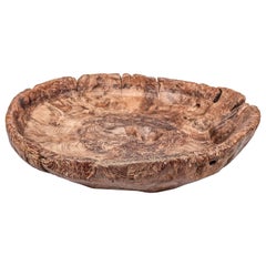 Vintage Large Rustic Teak Bowl Fashioned from an Old Mortar, Java, Late 20th Century