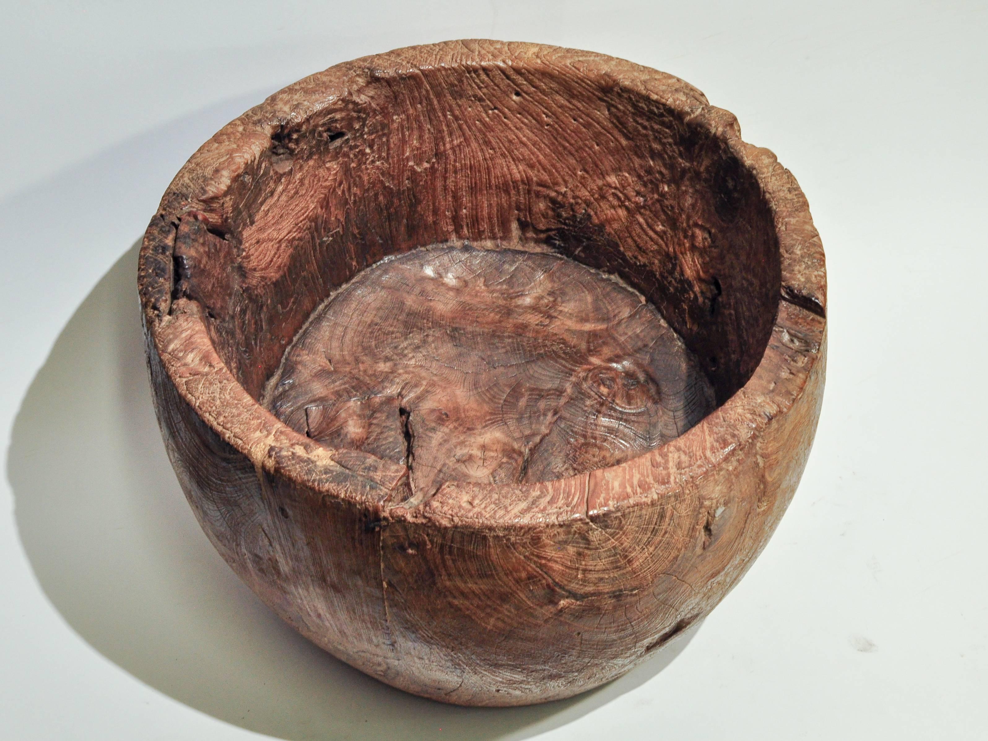 Large Rustic Teak Burl Bowl / Feed Trough, Madura, Early to Mid-20th Century 9