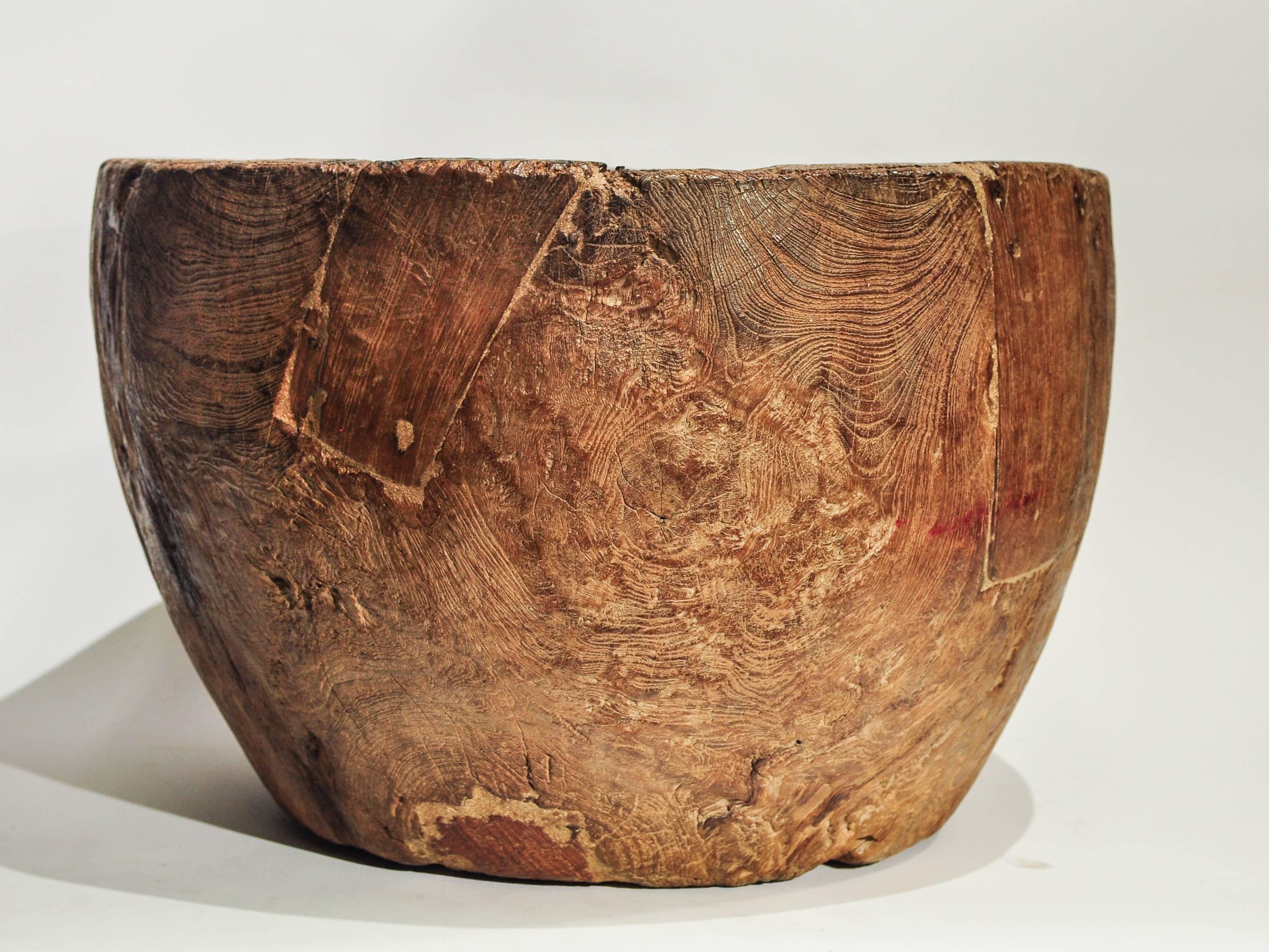 Large rustic teak burl bowl / feed trough. Madura Island, Java, early to mid-20th century.
Madura is famous in Indonesia for the rugged, gnarly quality of its teak. This large scale, heavy bowl was originally used as a feed trough for horses, and is