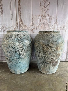Grandi vasi ad anfora in terracotta rustica - Coppia di vasi mediterranei invecchiati