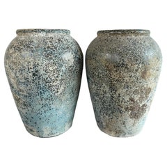 Grandi vasi ad anfora in terracotta rustica - Coppia di vasi mediterranei invecchiati