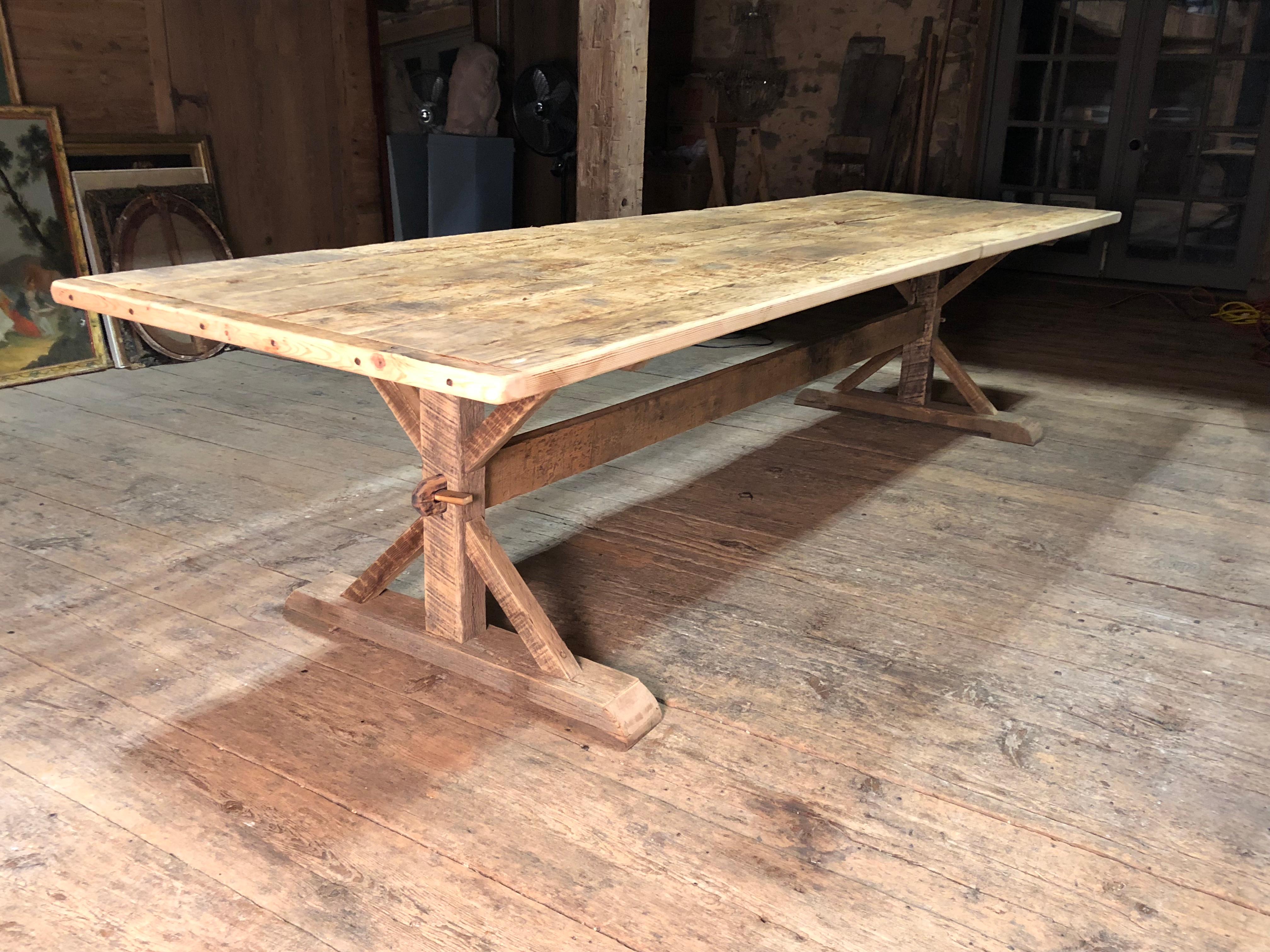 Large Rustic Trestle Table 4