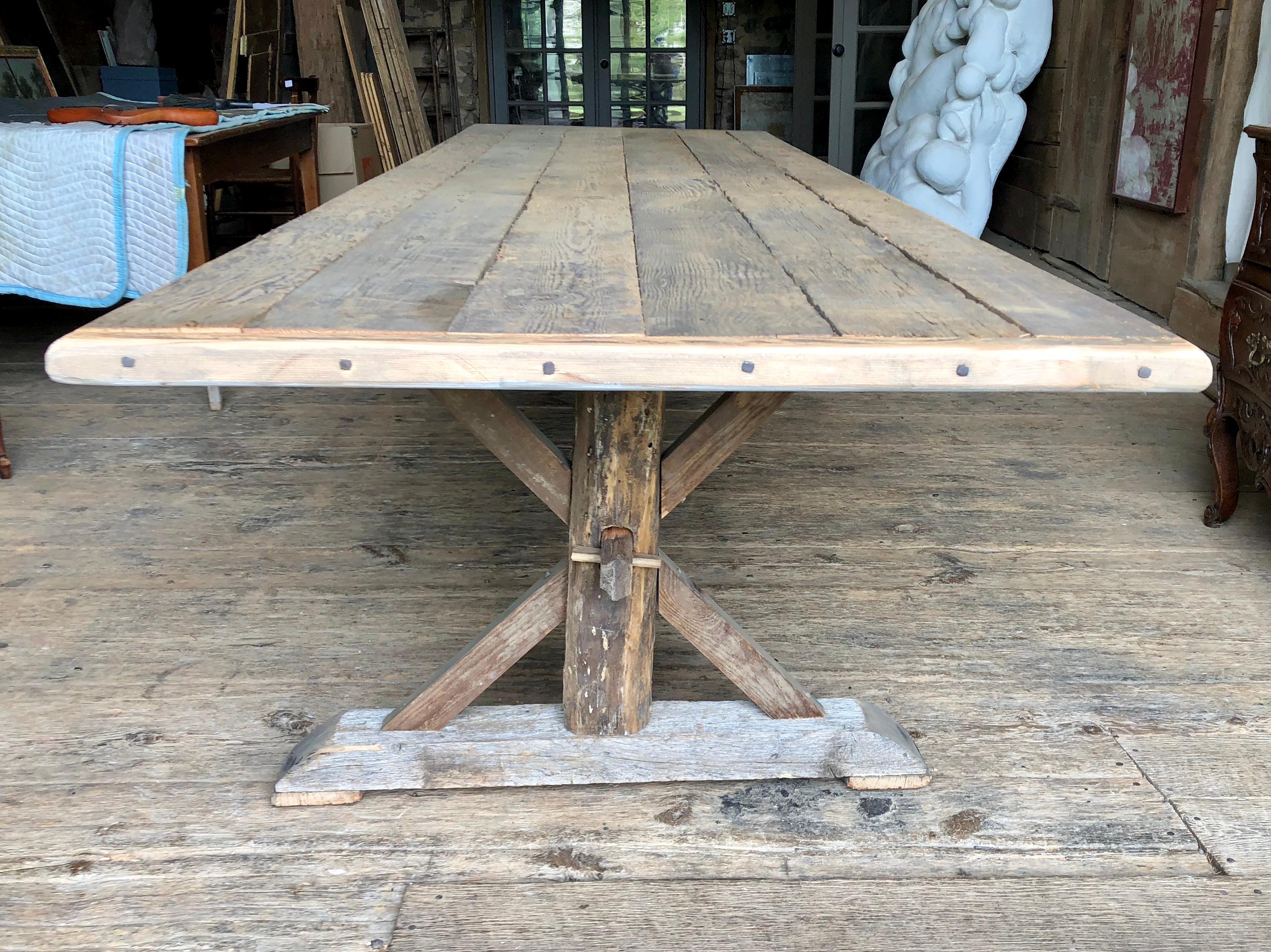 Large Rustic Trestle Table For Sale 5