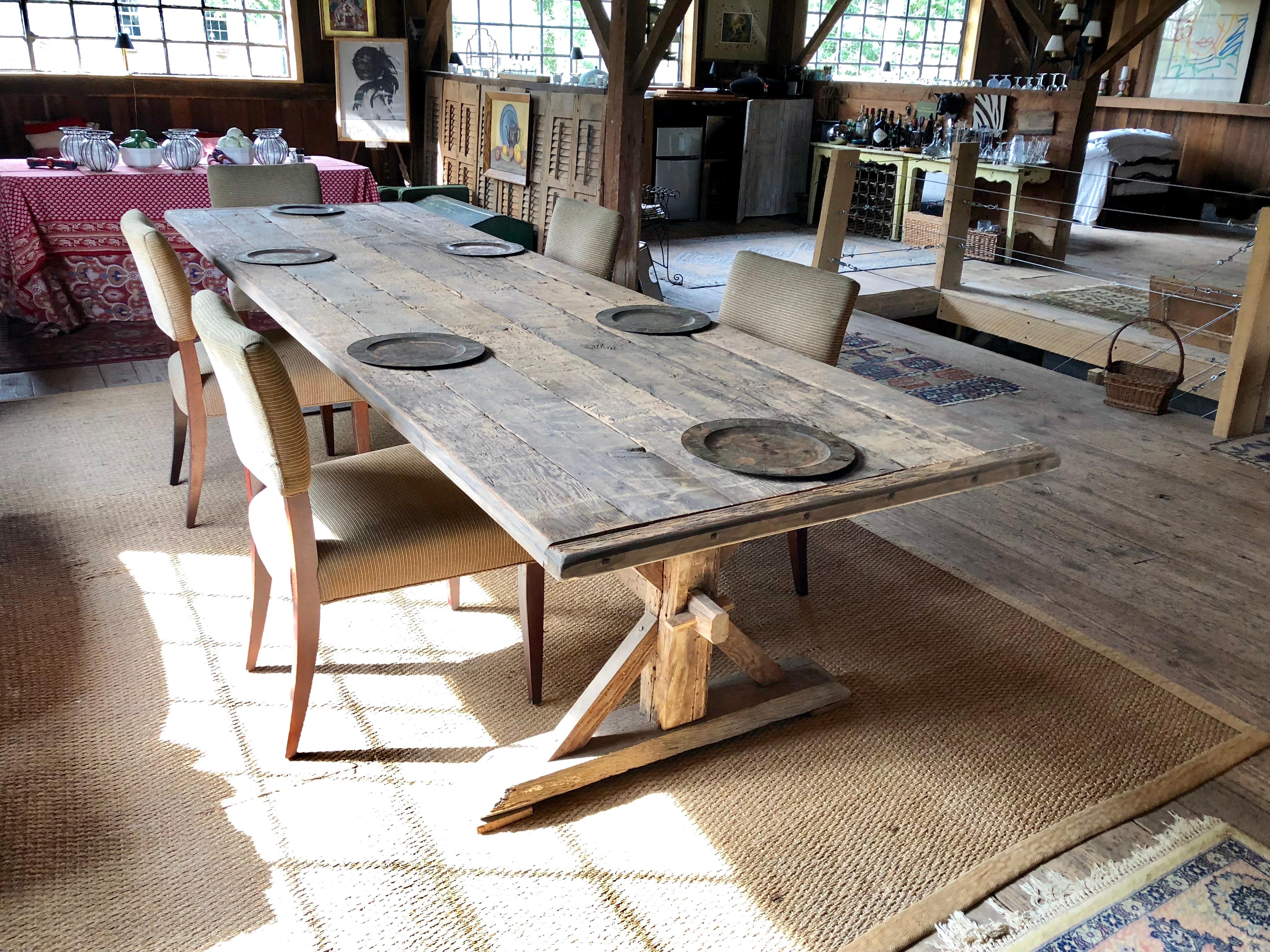 Large Rustic Trestle Table For Sale 7