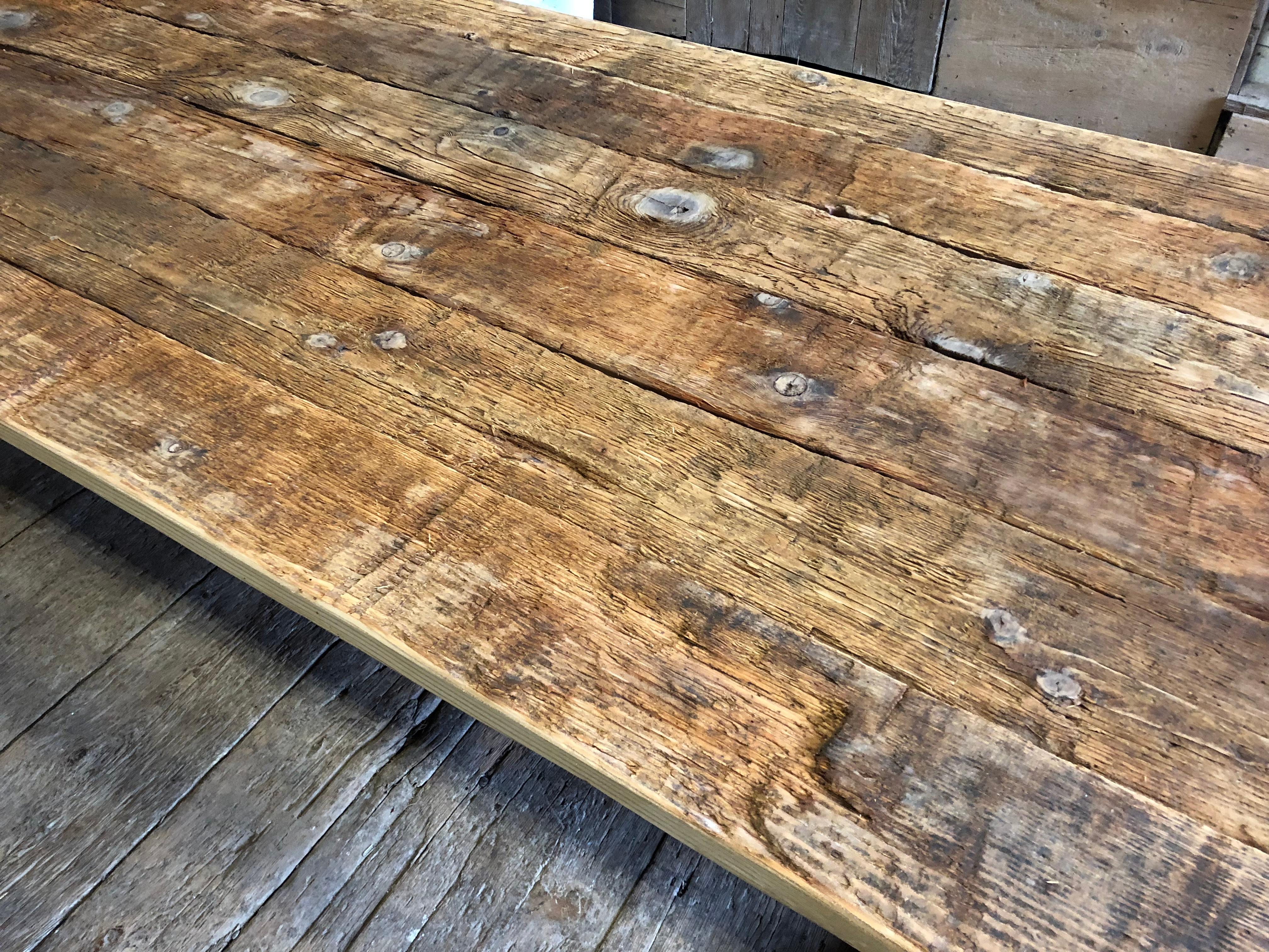 American Large Rustic Trestle Table