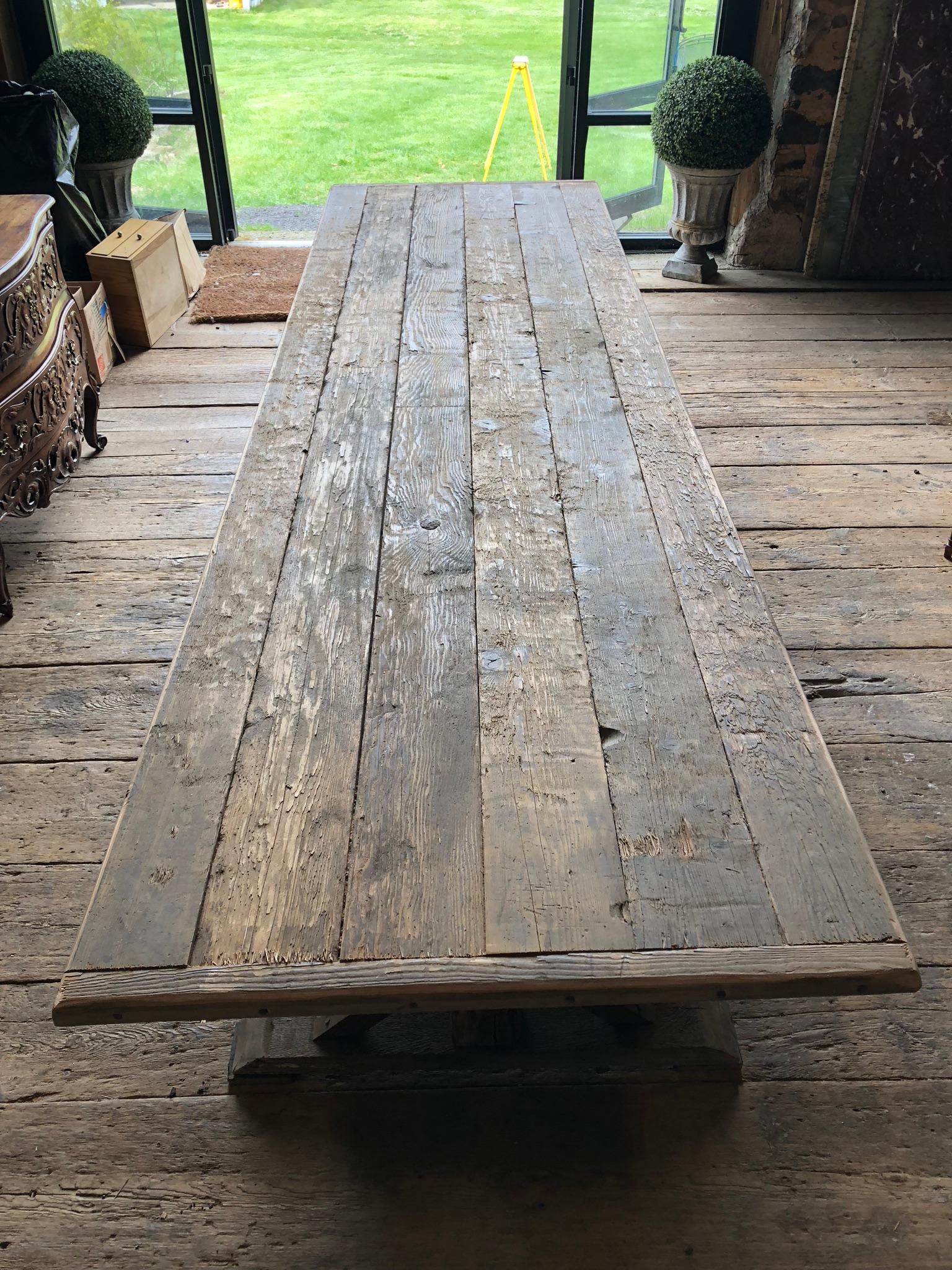 Large Rustic Trestle Table For Sale 3