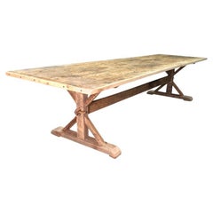 Mesa de caballete rústica grande