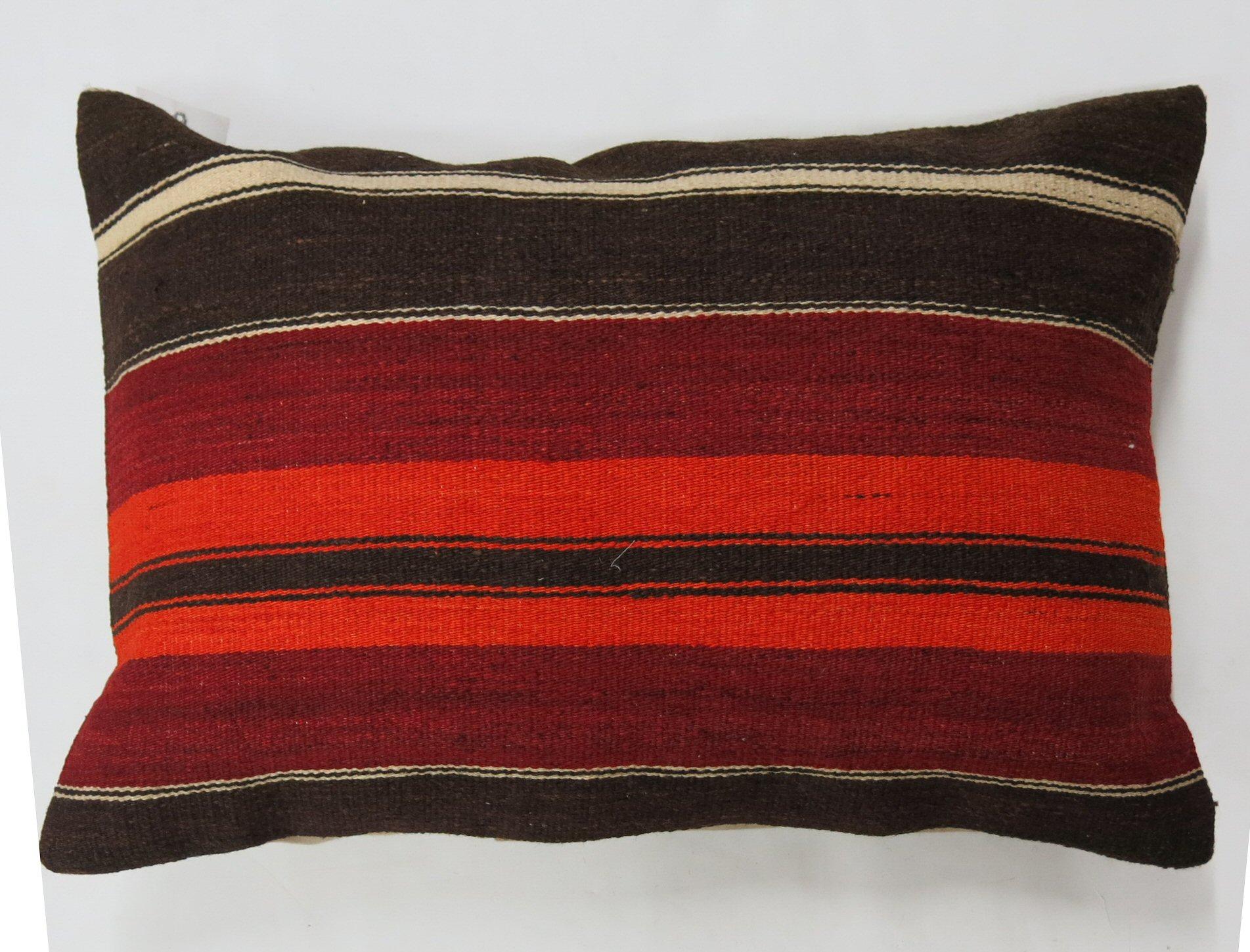 Hand-Knotted Large Rustic Turkish Kilim Pillow