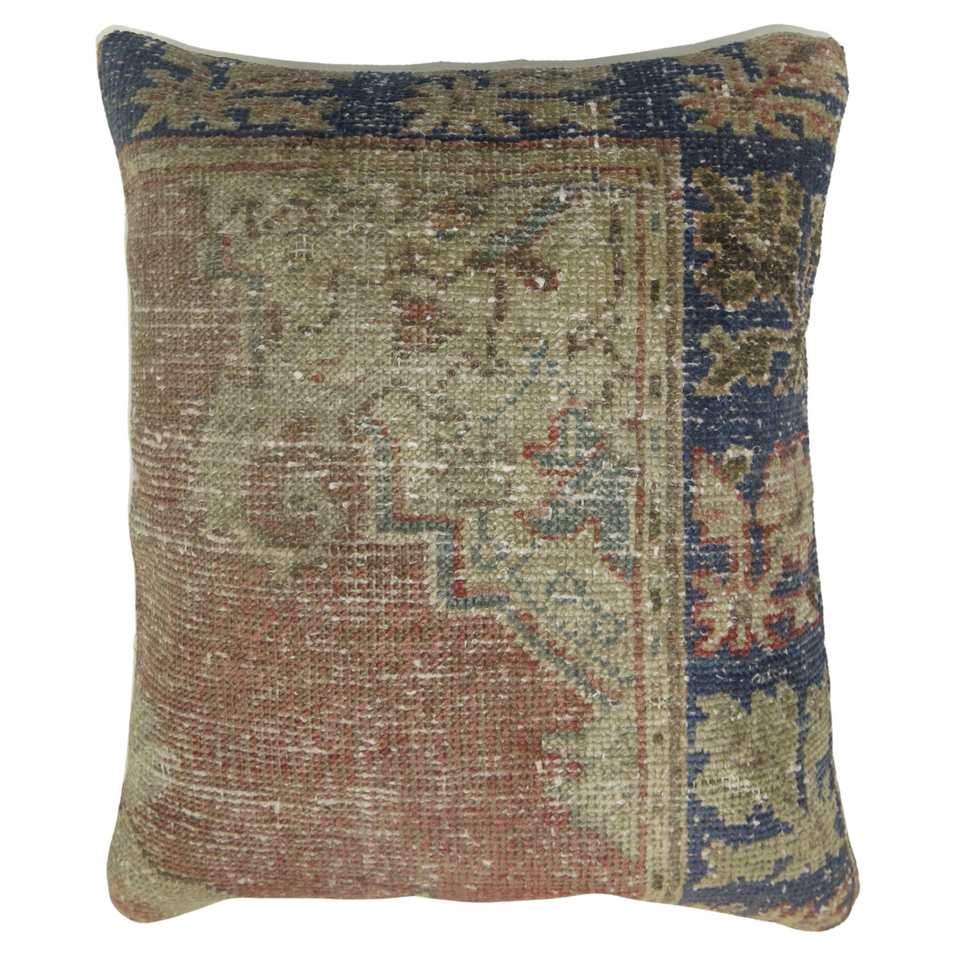 Large Rustic Turkish Oushak Rug Pillow For Sale