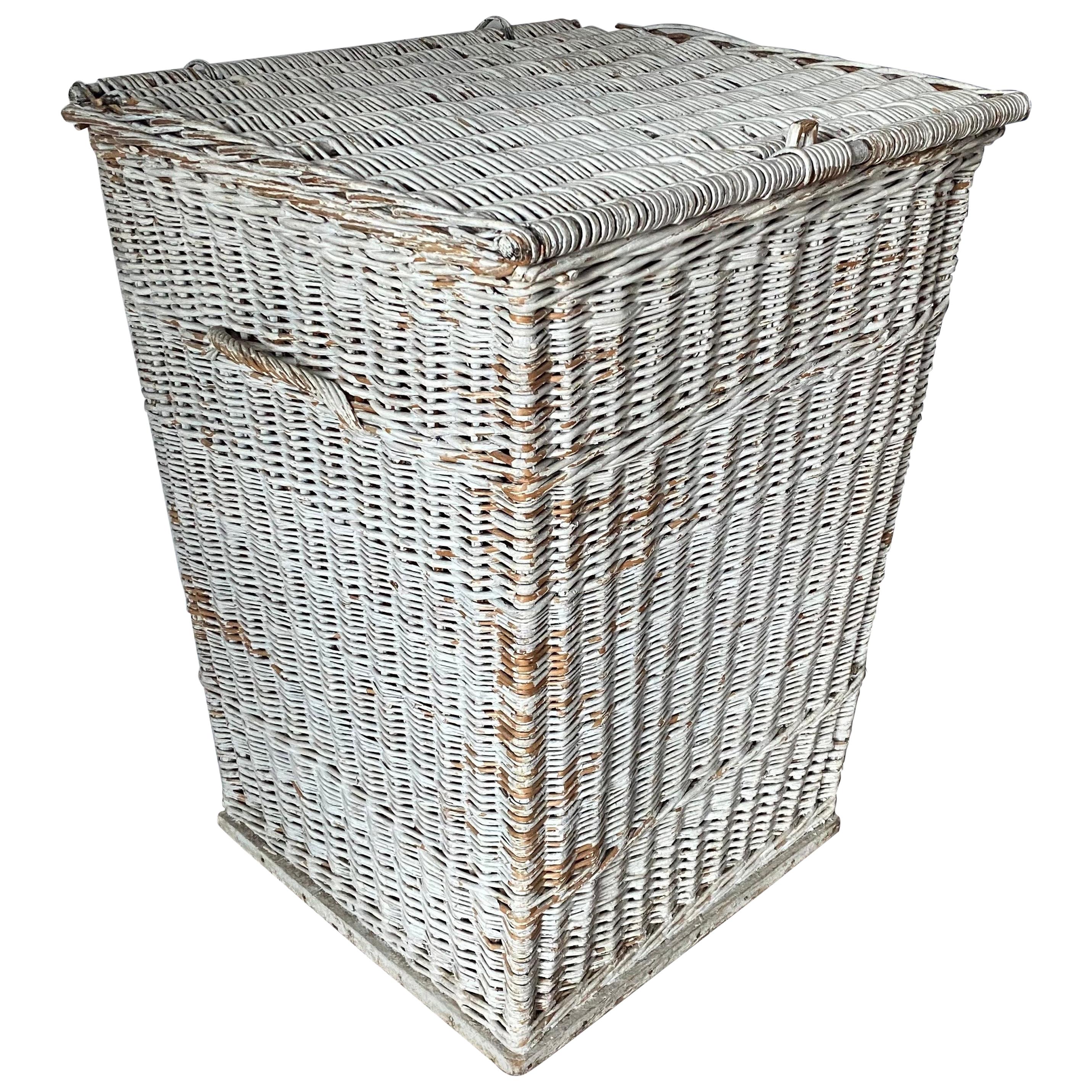 Large Rustic Wicker Basket For Sale at 1stDibs