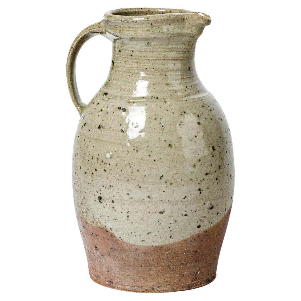 Large Rustic XXth Century Design Brown and Grey Ceramic Pitcher Lohoff ...