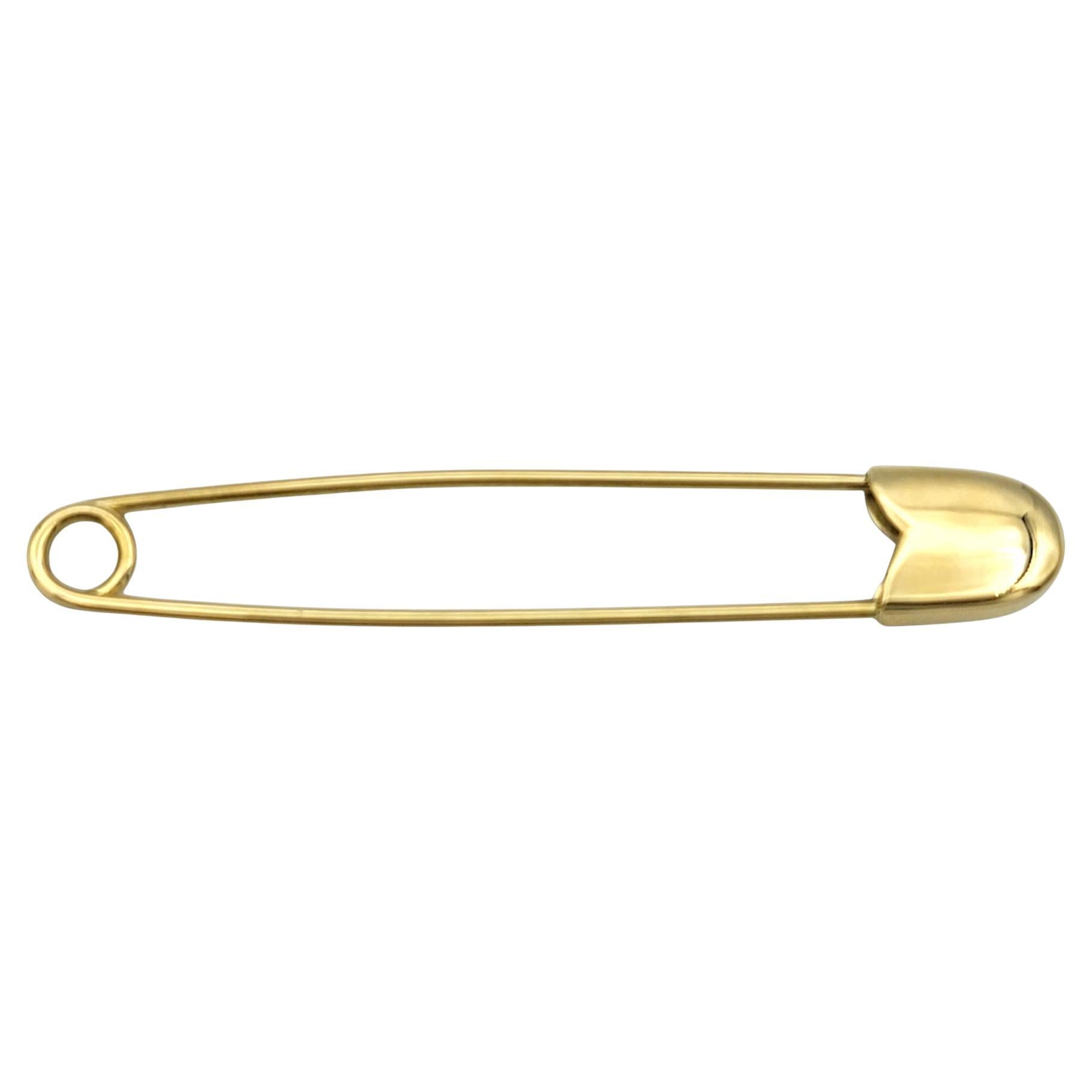 Large Safety Pin Brooch in Polished 18 Karat Yellow Gold