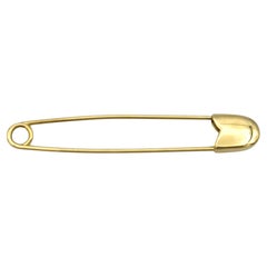 Large Safety Pin Brooch in Polished 18 Karat Yellow Gold