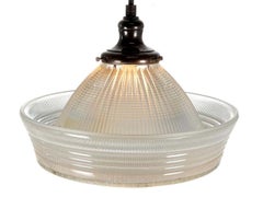 Large Sailor Hat Holophane Pendants, Pair