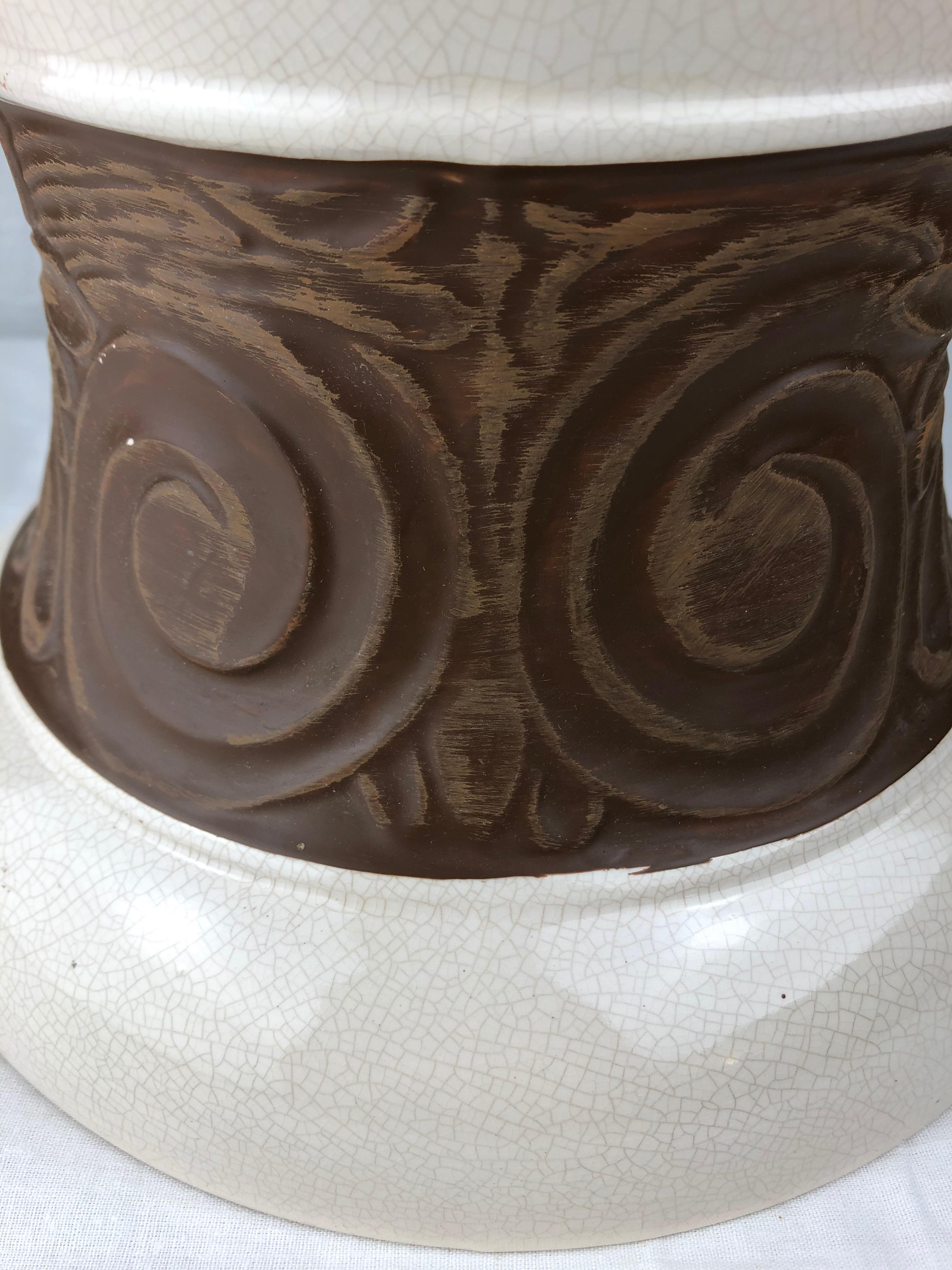 Grand vase en céramique craquelée Art Déco de Saint-Clément, vers les années 1930 Bon état - En vente à Miami, FL