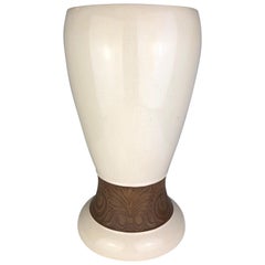 Antique Large Saint Clement Art Deco Crackle Ceramic Vase, circa 1930s