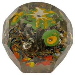Used Large Saint Louis Art Glass Millefiori Paperweight 