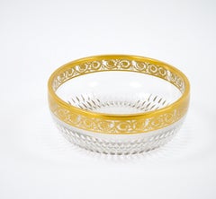 Large Saint Louis Crystal Gilt Gold Cut Glass Tableware Serving Bowl