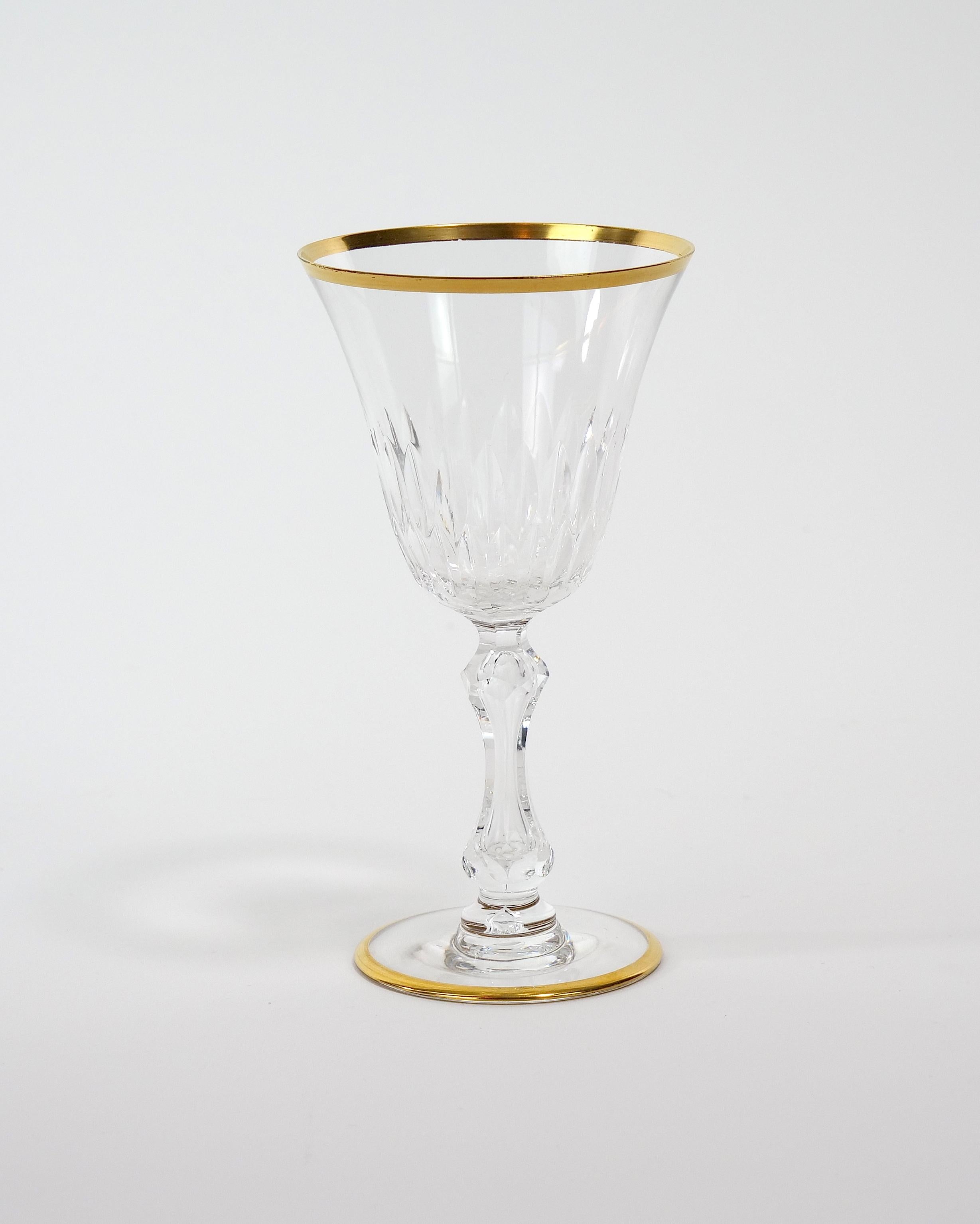 Large Saint Louis Crystal Gold Trim Wine / Water Service / 12 People For Sale 1