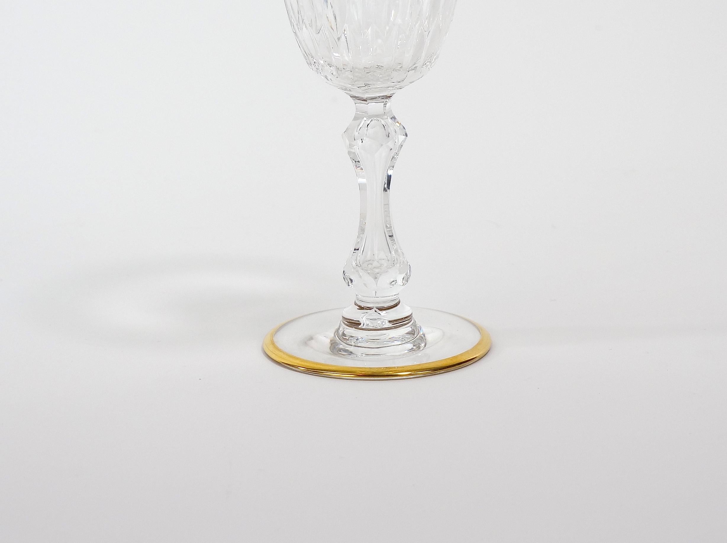 Large Saint Louis Crystal Gold Trim Wine / Water Service / 12 People For Sale 2