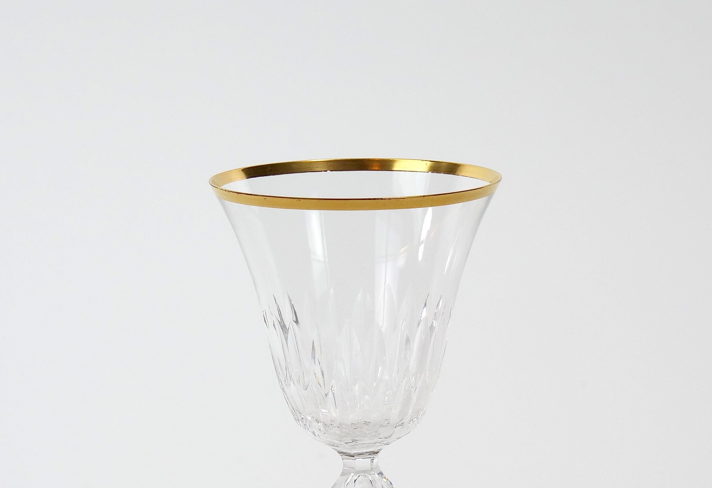 Large Saint Louis Crystal Gold Trim Wine / Water Service / 12 People For Sale 3
