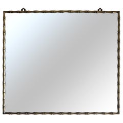 Large Scale Solid Brass Bamboo Mirror, circa 1970