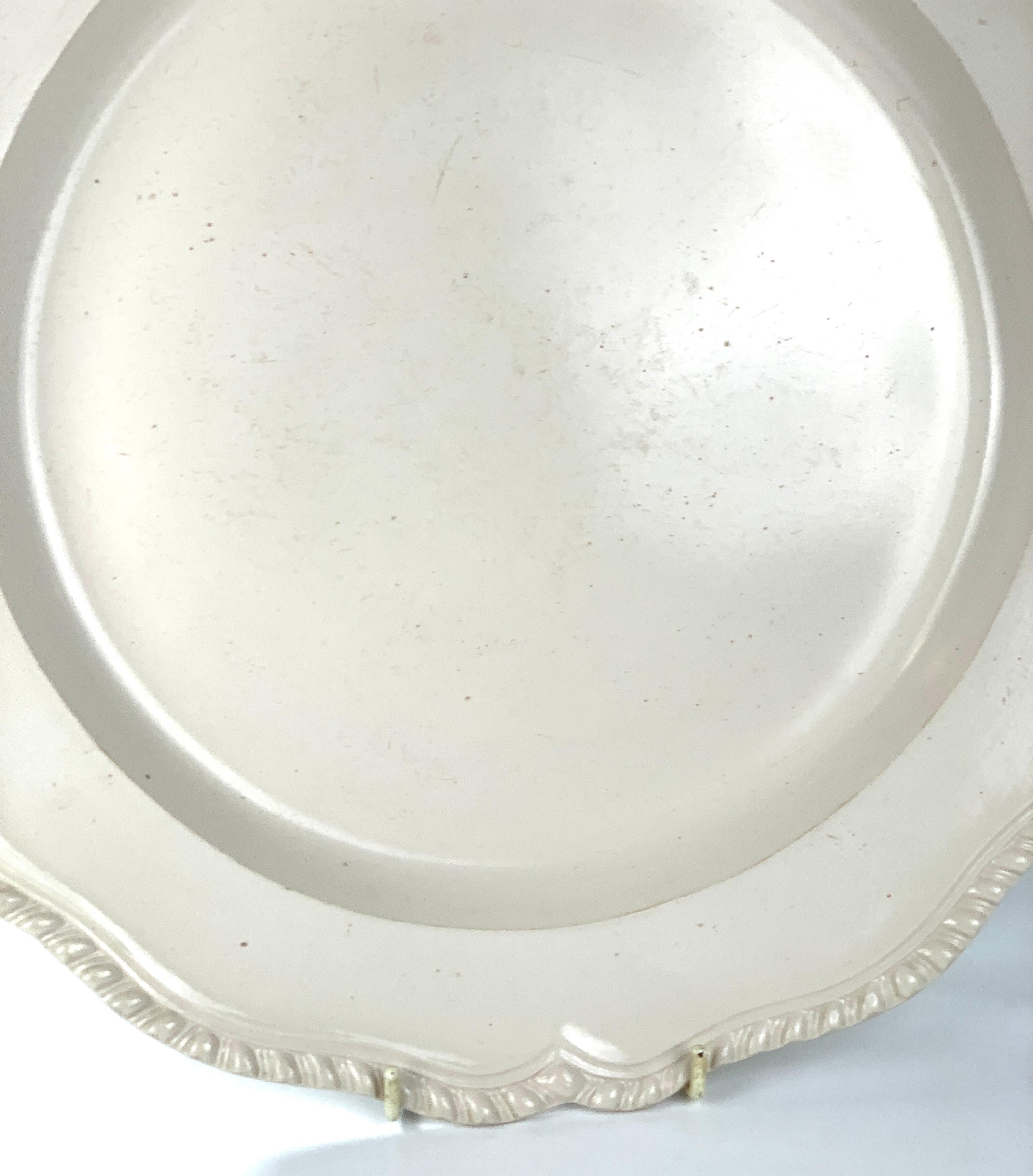Molded Large Salt Glaze Charger Mid-18th Century England Circa 1765 For Sale