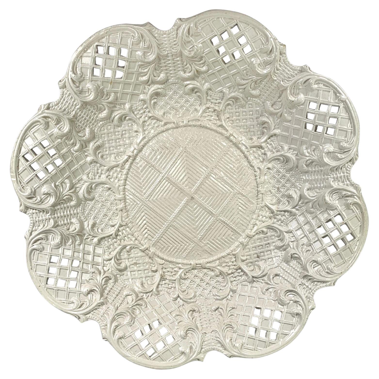 Large Salt Glazed Stoneware Pierced Dish, England, Circa 1760