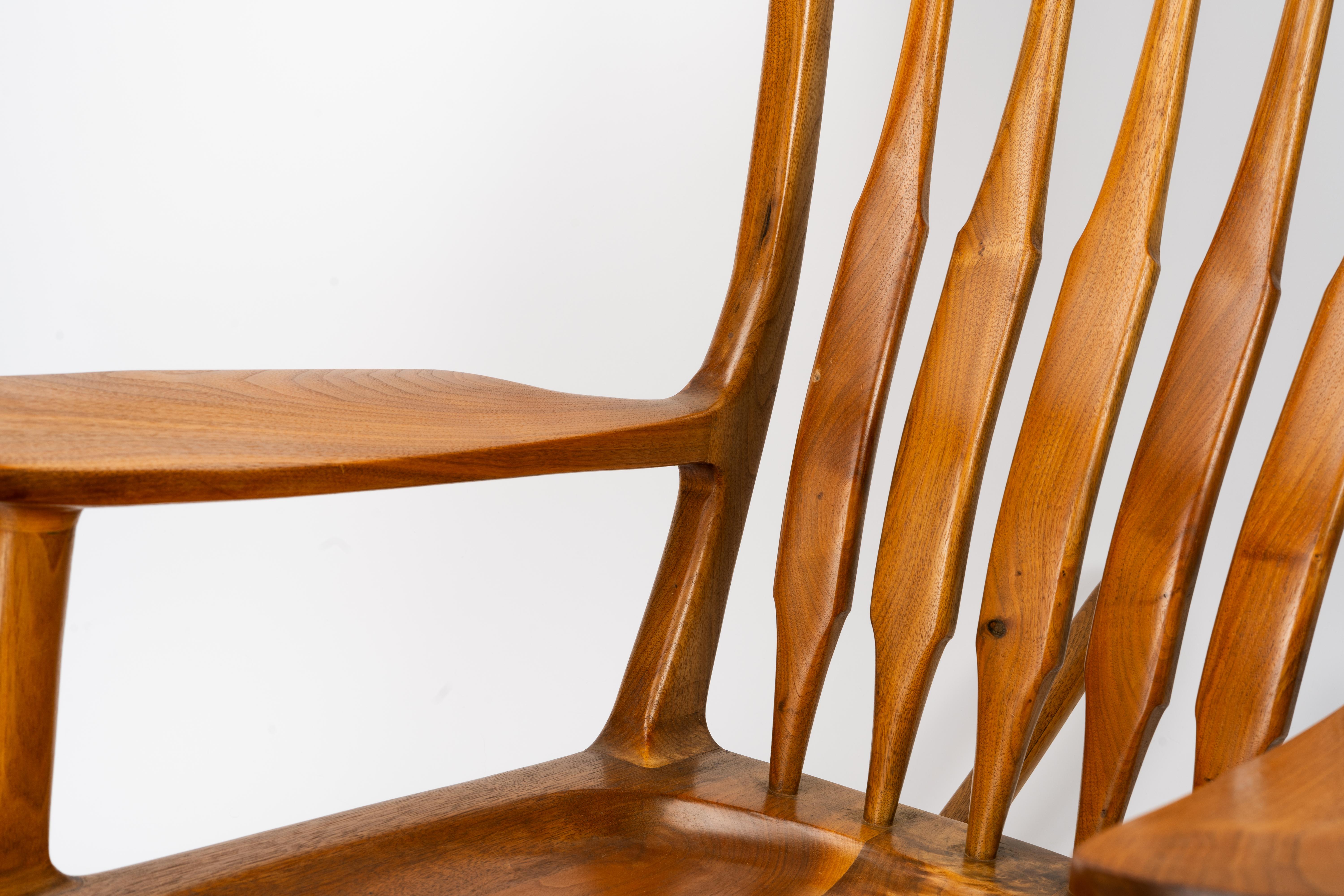 Large Sam Maloof Style Fruitwood Sculptural Rocking Chair For Sale 4