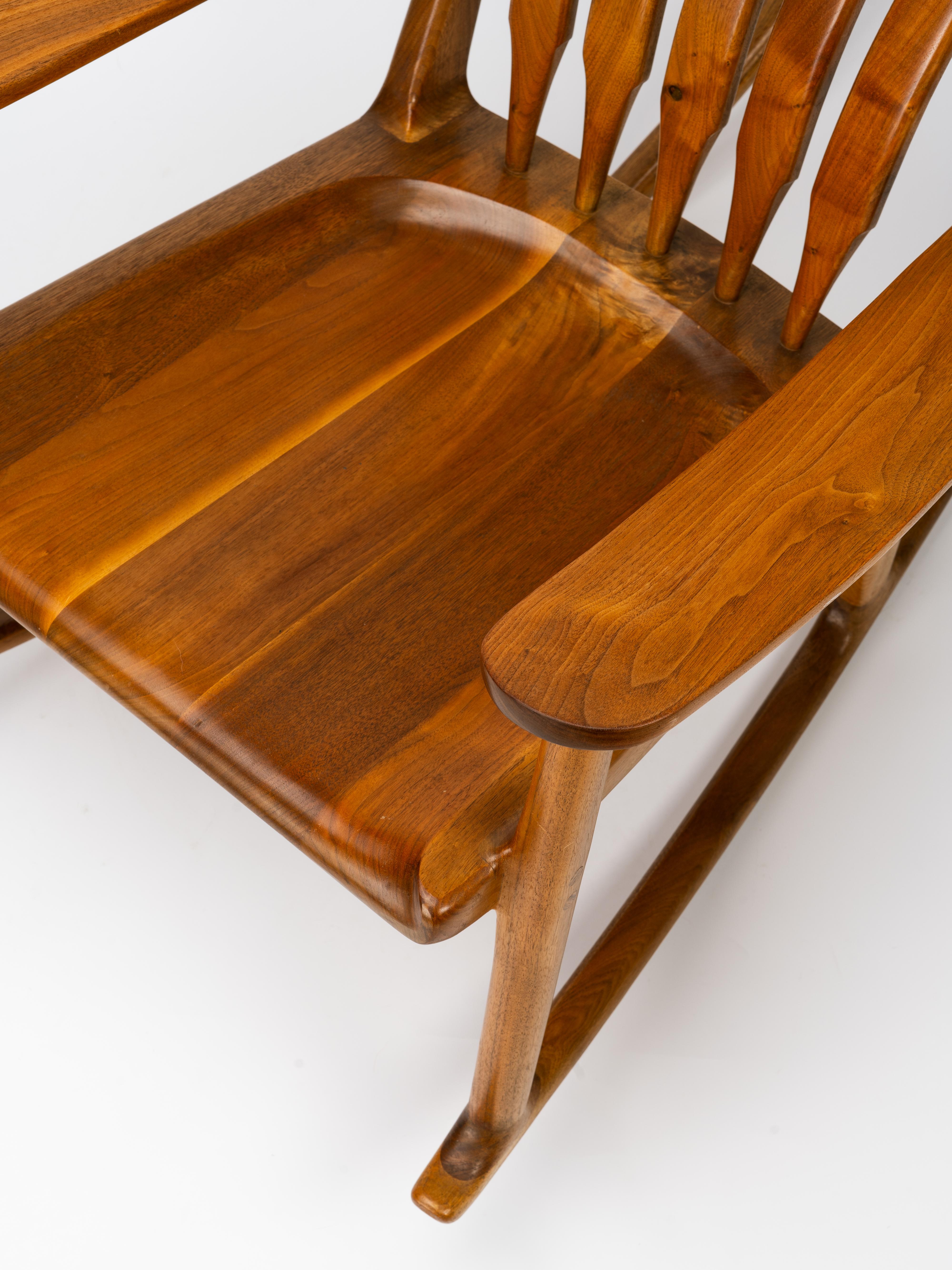 Large Sam Maloof Style Fruitwood Sculptural Rocking Chair For Sale 8