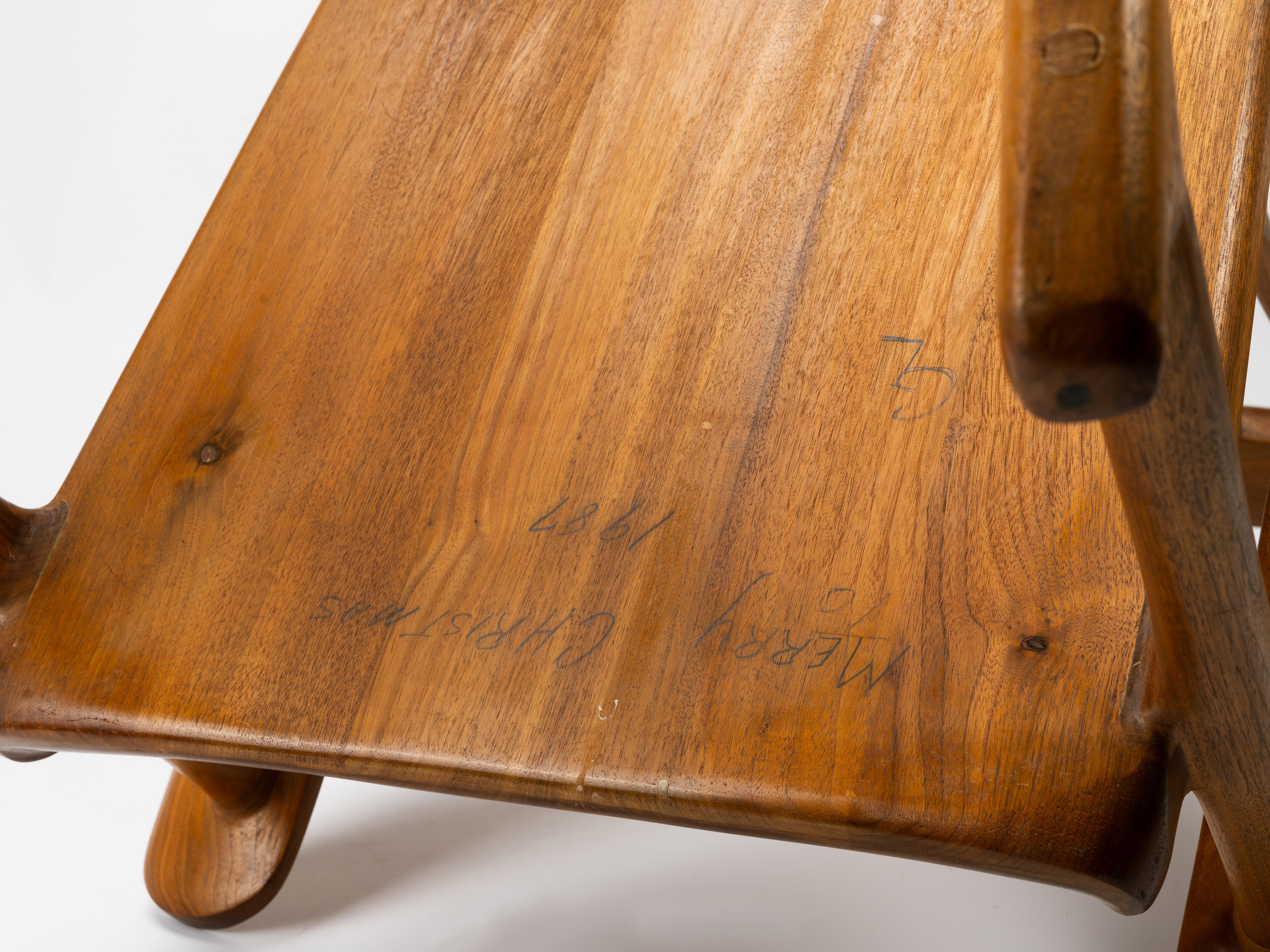 Large Sam Maloof Style Fruitwood Sculptural Rocking Chair For Sale 9