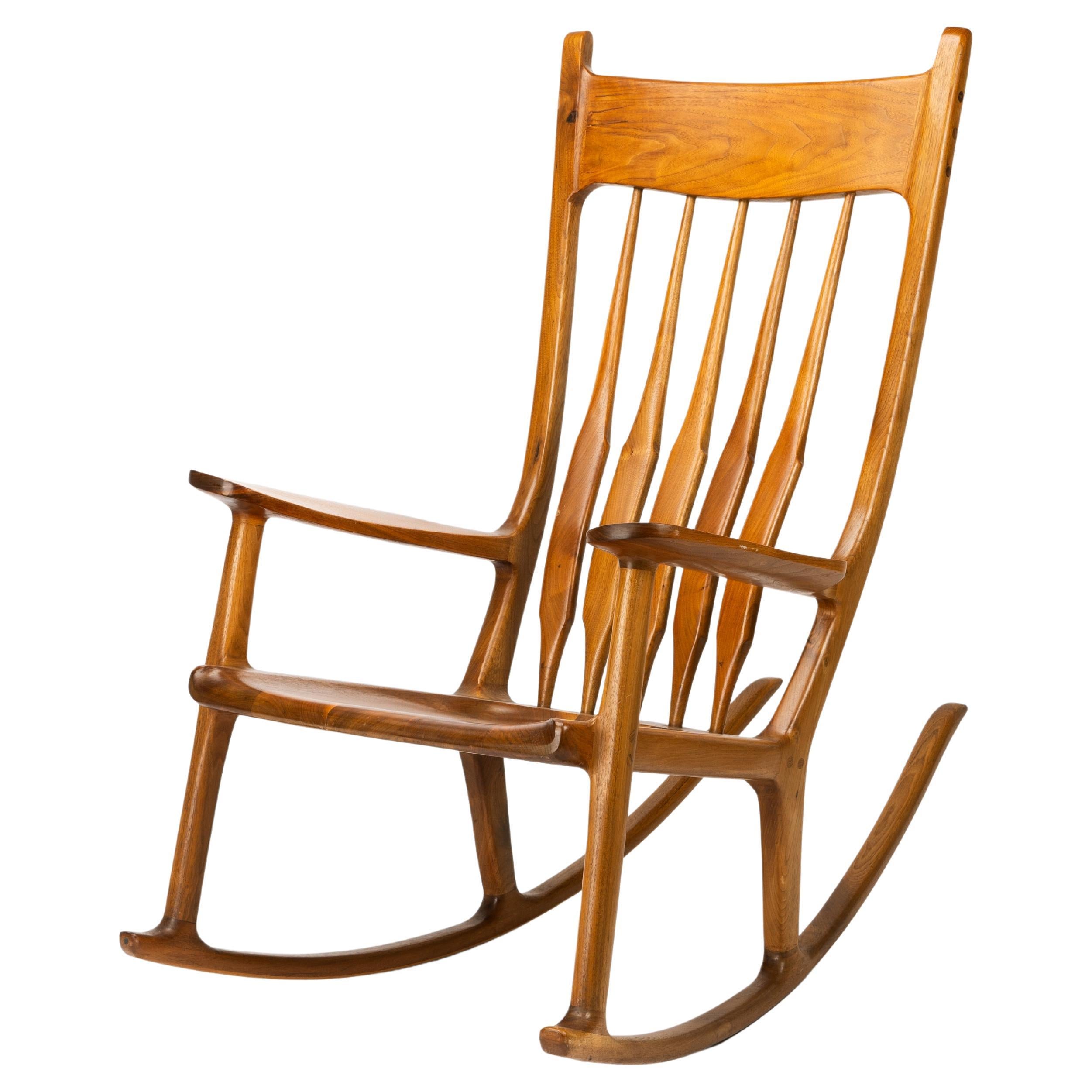 Large Sam Maloof Style Fruitwood Sculptural Rocking Chair